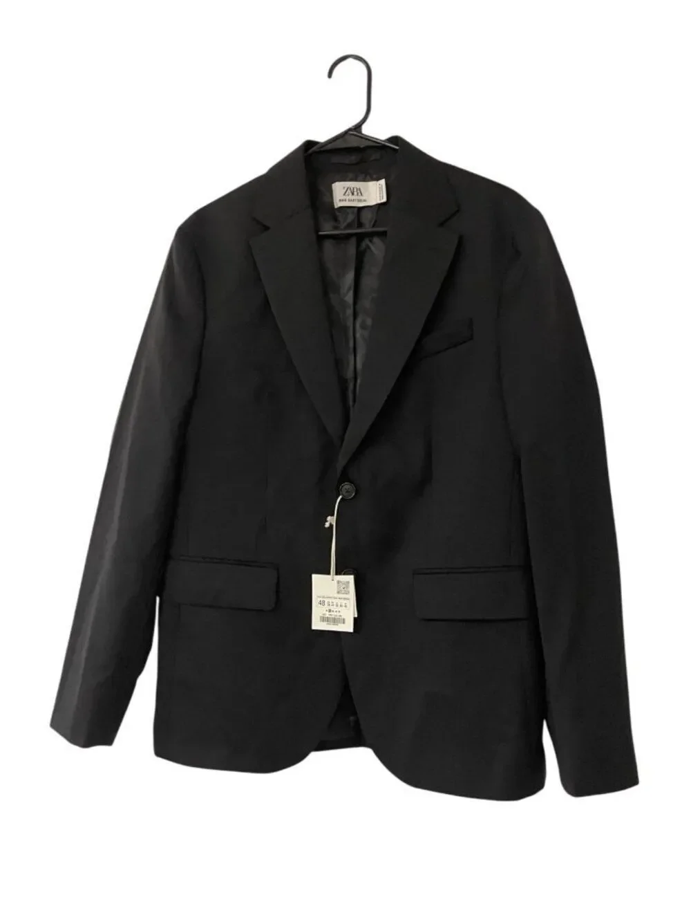 Zara Sartorial Mens Suit Blazer EU 48 US 38 Black 100% Wool 5955/218 NWT